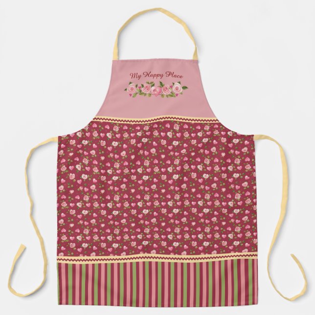 Pink roses and hearts apron (Front)