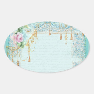 Pink Roses and Lace Stickers Tags