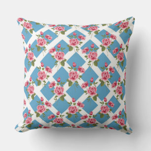 Pink Roses and Lattice, Throw Pillow 20" x 20"
