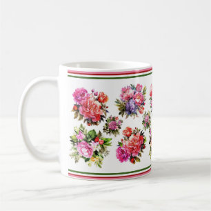 Pink Roses and Peonies Bouquets Coffee Mug