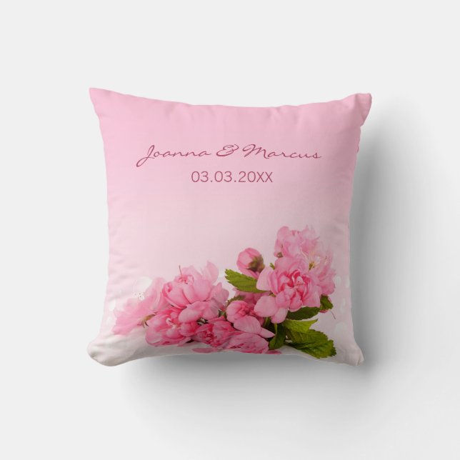 Pink Roses And Petals Cushion (Front)