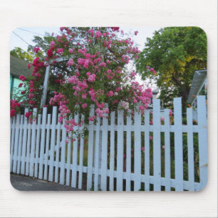Pink Roses and Picket Fence - Martha's Vineyard Mouse Pad