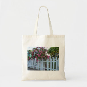 Pink Roses and Picket Fence - Martha's Vineyard Tote Bag