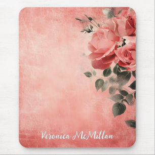 Pink Roses and Pink Background Mouse Pad