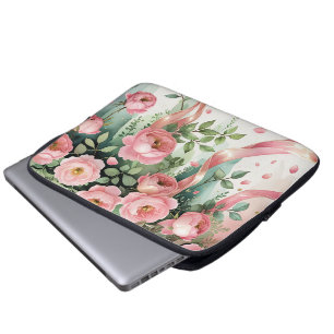 Pink Roses and Ribbons Laptop Sleeve