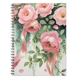 Pink Roses and Ribbons Notebook