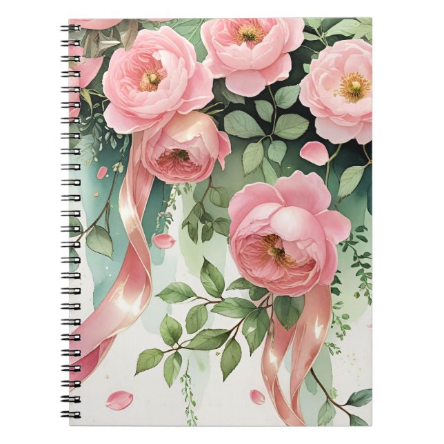 Pink Roses and Ribbons Notebook (Front)