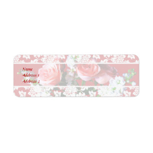 Pink Roses and Snapdragons Wedding Invitation Return Address Label
