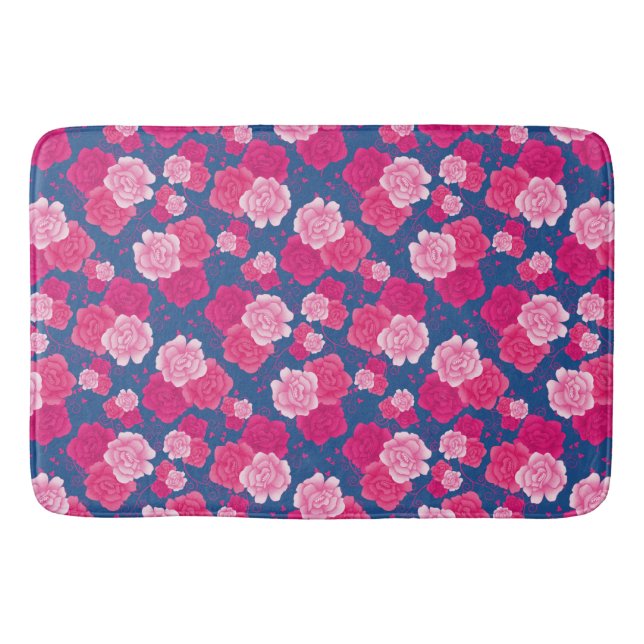 Pink Roses and Swirls Custom Bath Mat (Front)
