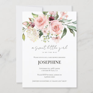 Pink Roses Baby Shower Invitation