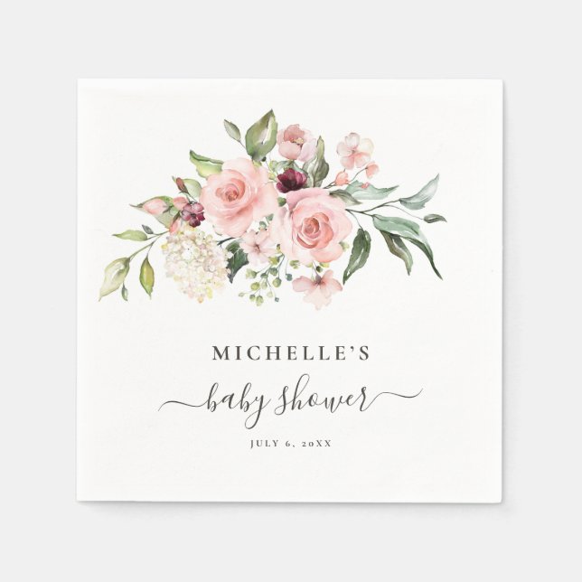 Pink Roses Baby Shower  Napkin (Front)