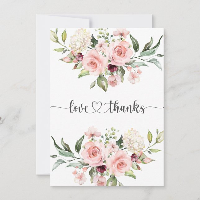 Pink Roses Baby Shower Thank You Card (Front)