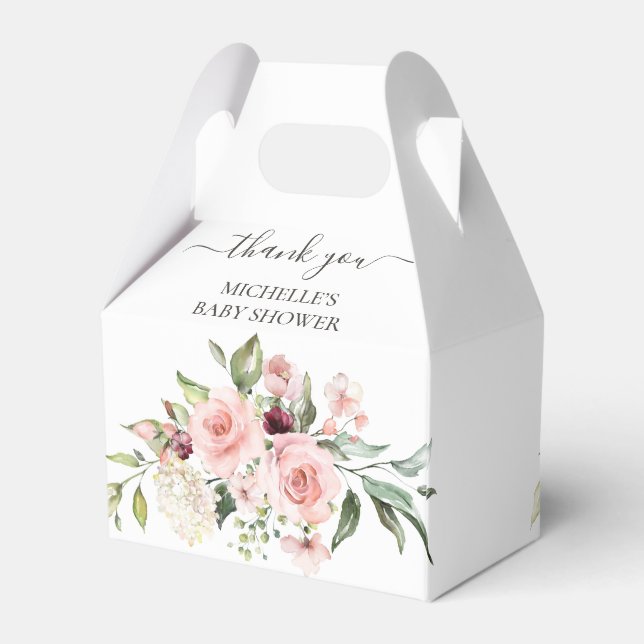 Pink Roses Baby Shower Thank You Favour Box (Back Side)