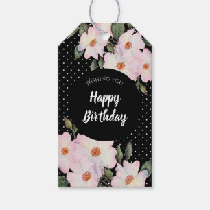 Pink Roses Ballerina Black White Polka Dots Design Gift Tags