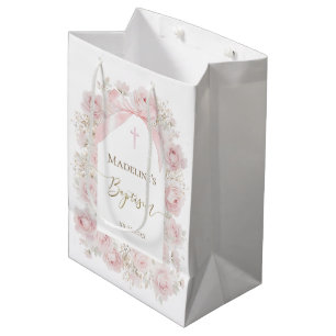 pink roses Baptism Medium Gift Bag