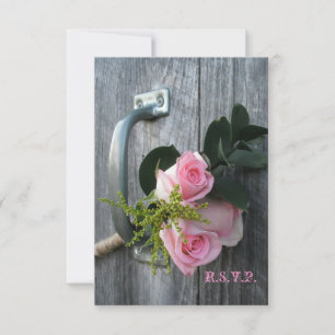 Pink Roses & Barnwood Wedding RSVP