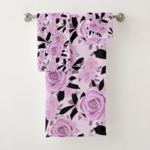 Pink roses Bath Towel Set