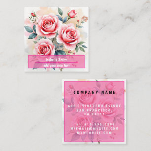 Pink Roses Beautiful Luxury Modern Collection Square Business Card