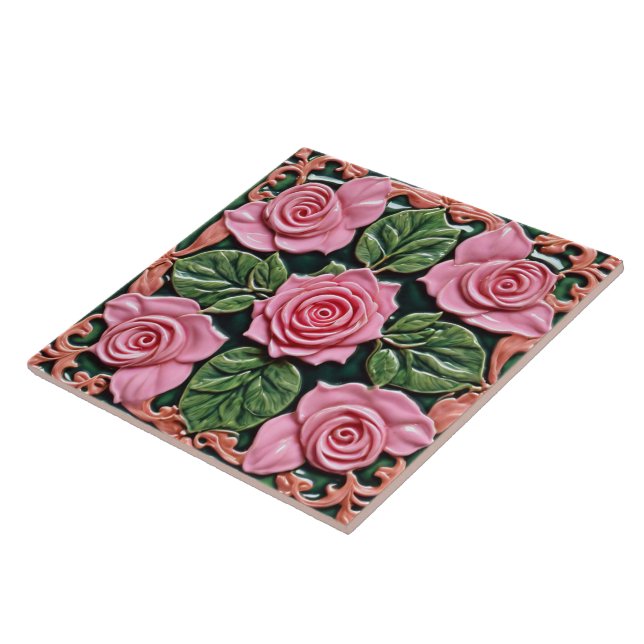 Pink Roses Beautiful Popular Collection Ceramic Tile (Side)