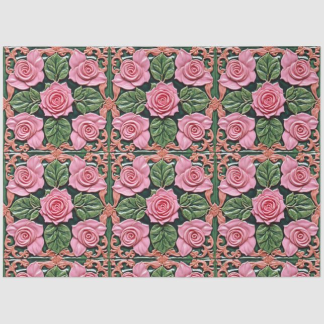 Pink Roses Beautiful Popular Collection Tissue Paper (Front)