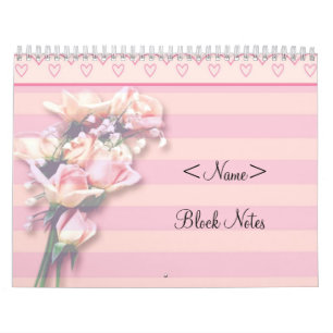 Pink Roses Block Notes Calendar