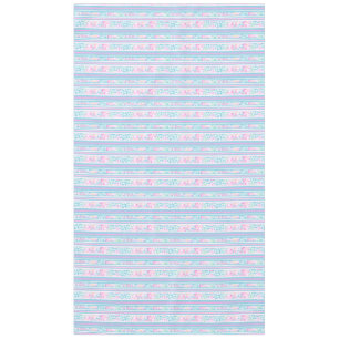 Pink Roses, Blue, Pink, White Stripes Tablecloth