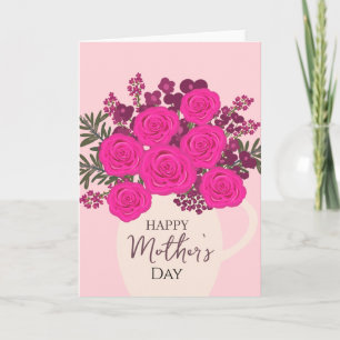 Pink Roses Bouquet – Elegant Mother’s Day Floral  Holiday Card