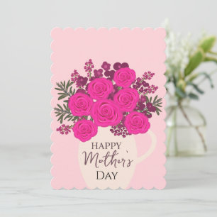 Pink Roses Bouquet – Elegant Mother’s Day Floral Thank You Card