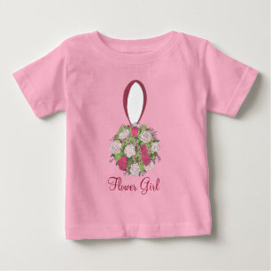 Pink Roses Bouquet Flower Girl Wedding Party Tee