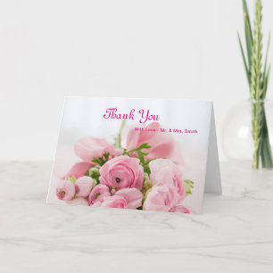 Pink Roses Bouquet Thank You Card