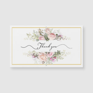 Pink Roses Bouquet with Elegant Script Thank you