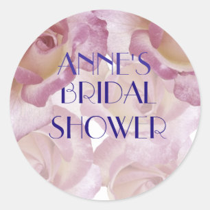 Pink Roses Bridal Shower Sticke Classic Round Sticker