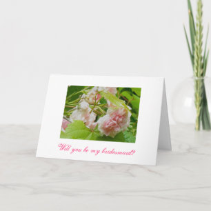 Pink Roses Bridesmaid Request Card
