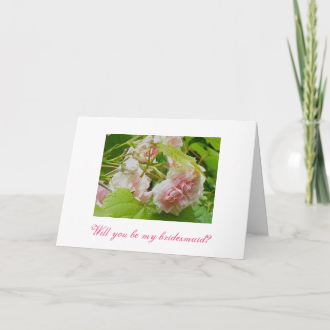 Pink Roses Bridesmaid Request Card (Front)