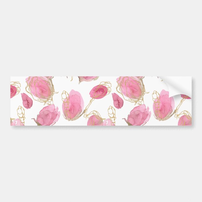 Pink roses bumper sticker (Front)