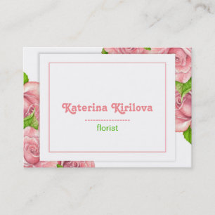 Pink roses business card