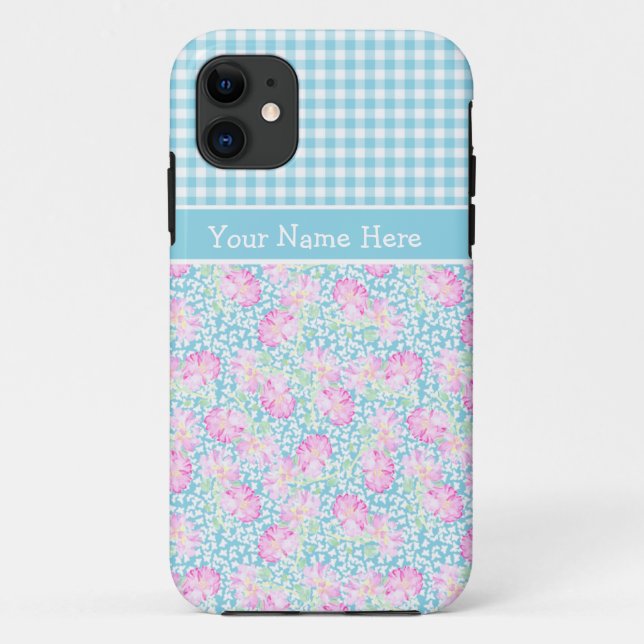 Pink Roses, Butterflies, Gingham: iPhone 5/5s Case (Back)