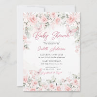 Pink Roses Butterfly Baby Shower