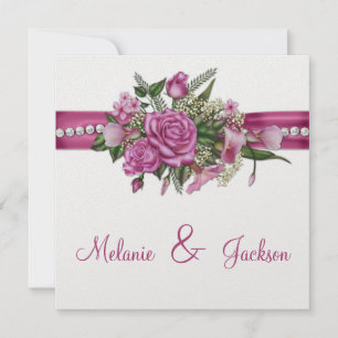Pink Roses Callas Buds After Wedding Celebration Invitation