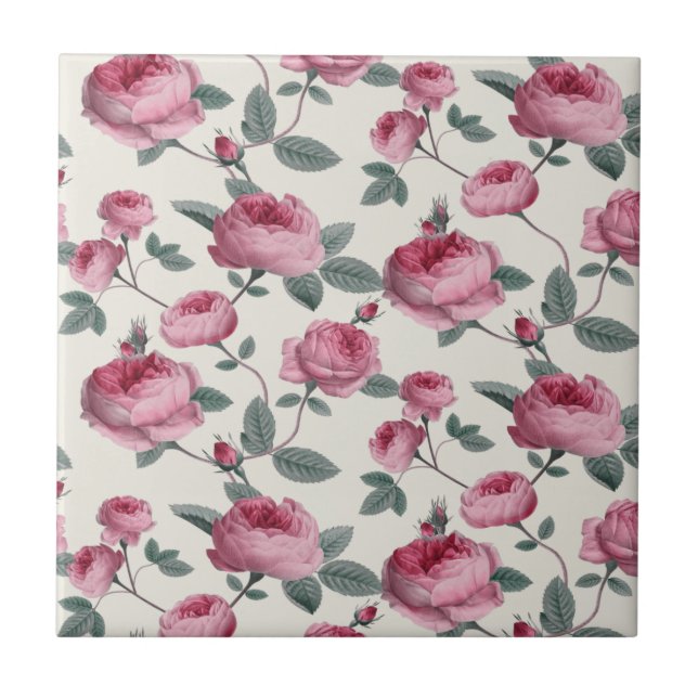 Pink Roses Ceramic Tile (Front)