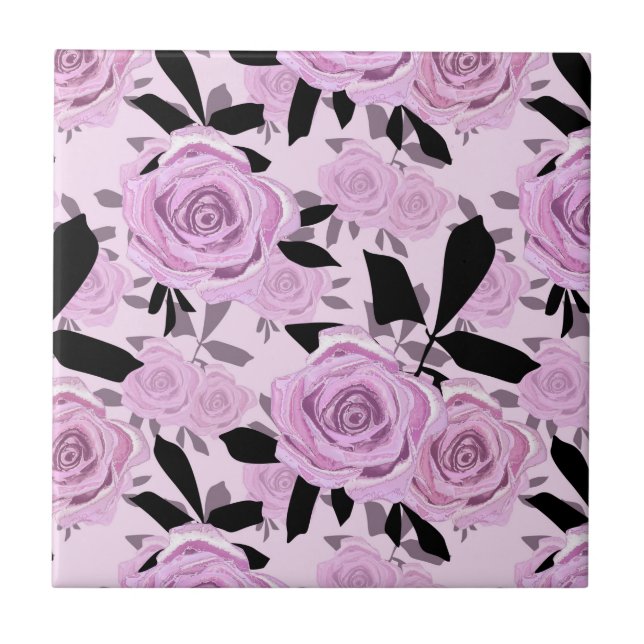  Pink roses  Ceramic Tile (Front)