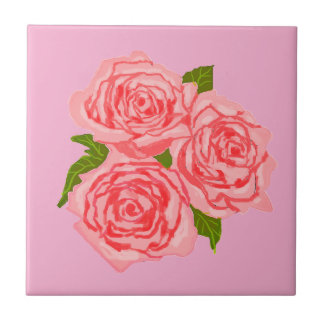 Pink roses ceramic tile