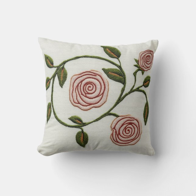 Pink Roses - Charles Rennie Mackintosh Cushion (Front)