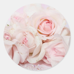Pink Roses Classic Round Sticker