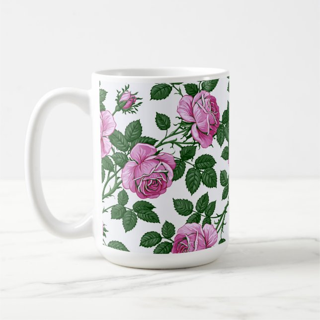 Pink Roses Coffee Mug (Left)