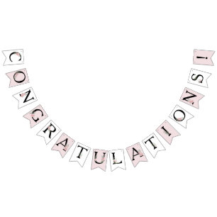Pink Roses CONGRATULATIONS! Customisable Party Bunting