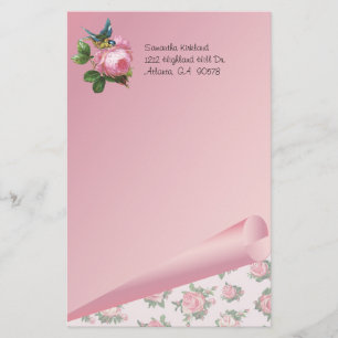 Pink Roses Custom Stationery