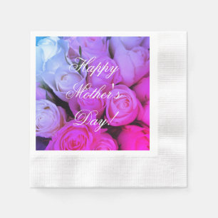 Pink Roses Custom Text Happy Mother's Day Napkin