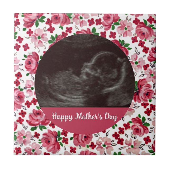 Pink Roses Custom Ultrasound Mother's Day Tile (Front)