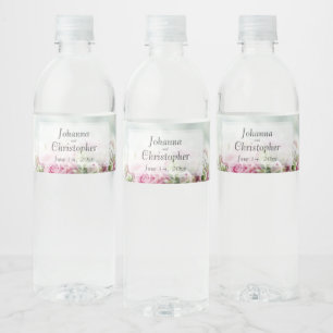 Pink Roses Custom Water Bottle Label